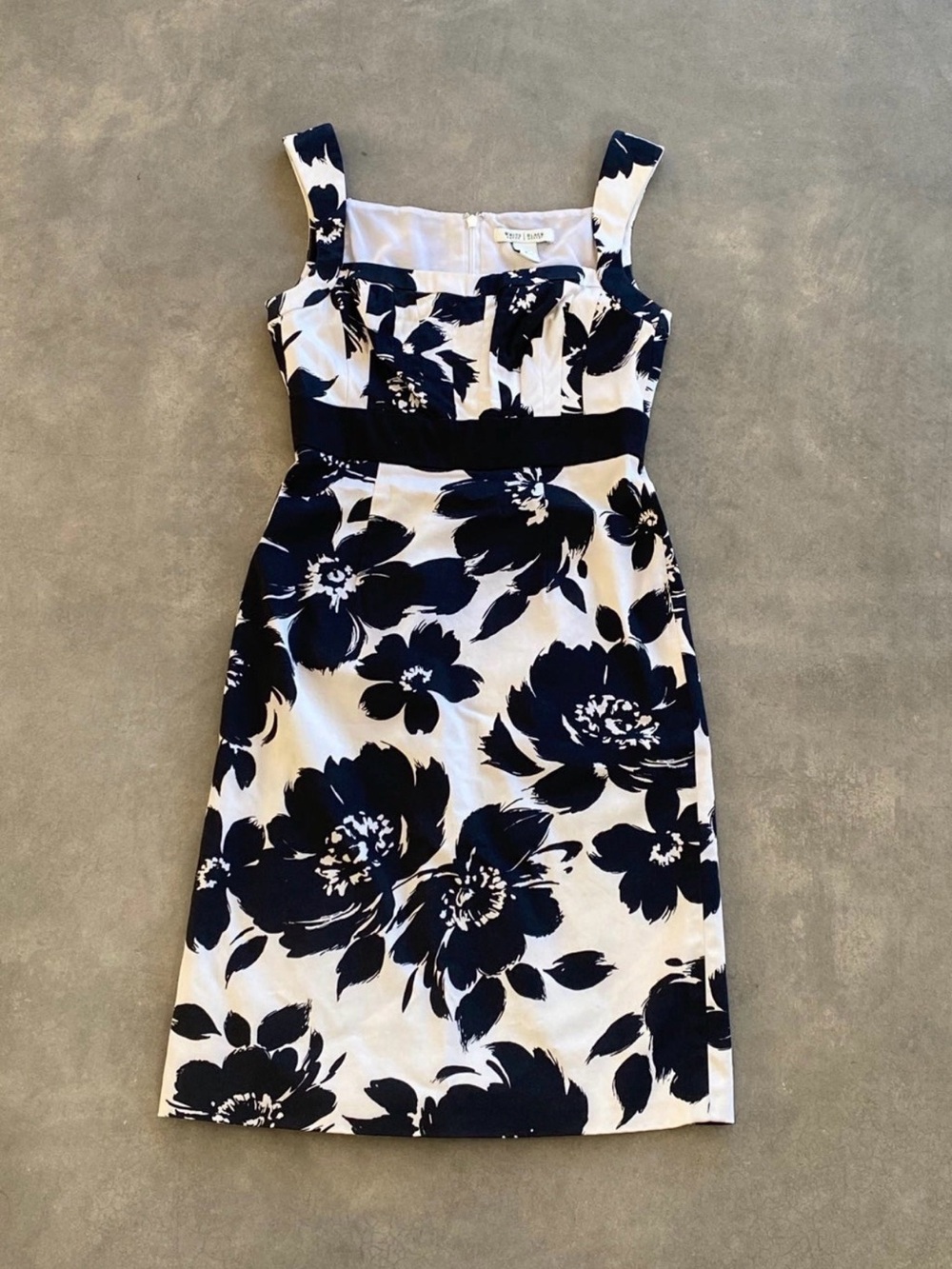 White House Black Market Womens Floral Sheath Dress Size 0 Black White